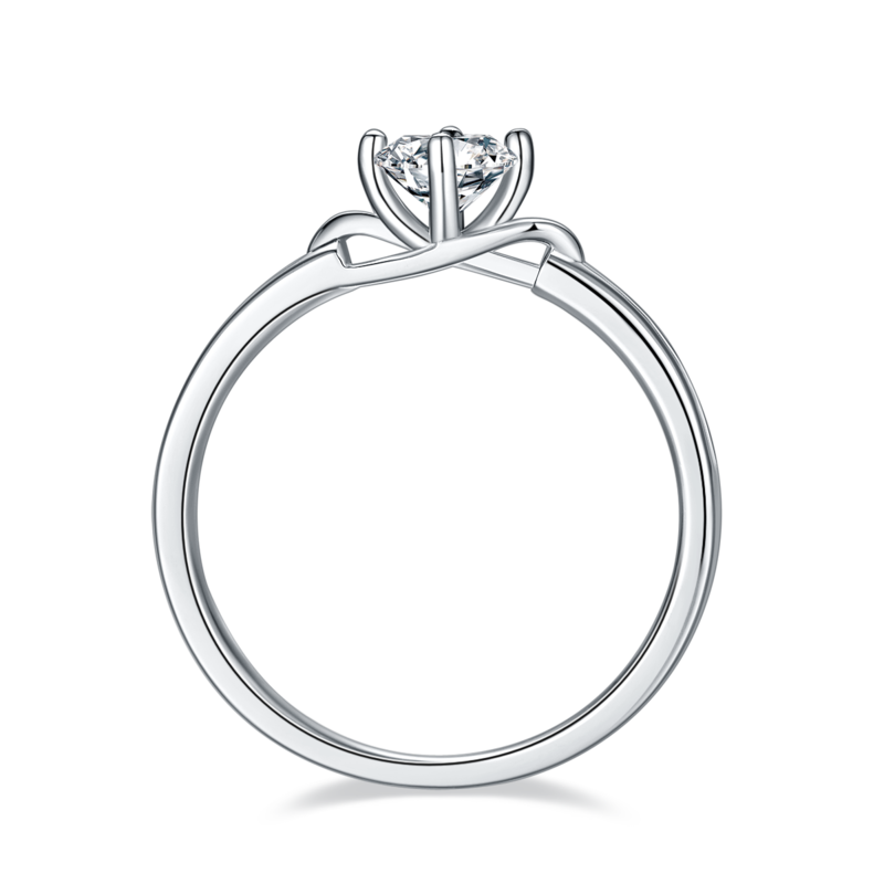 扭臂蝴蝶结S925银镀白金MoissaniteWomen's Ring50分D级